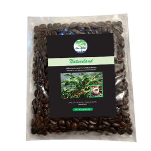 Natureland Wild Kopi Luwak Coffee Whole Beans, Freshly Made Wild Civet Arabica Coffee Bean, Dark Roast Kopi Luwak Coffee Gifts, Produce in best regions of Vietnam, 4oz /113 grams, Civet Coffee, Luxury Cat Poop Coffee.