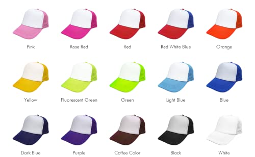 MR.R Sublimation Blank Polyester Mesh Cap Mesh Hat Two Tone Trucker Summer Mesh Cap with Adjustable Snapback,Rose Red,6 Pieces per Pack