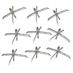 LEOBEE 9 Pcs Turkey Hunting Arrow Head 4" 200 Grain 4 Blade Huge Cut Broadhead for Crossbow Compound Bow.