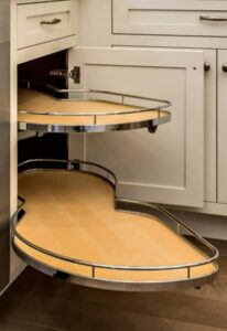 lemans ii set 2-shelf lazy susan with soft-close for blind base corner cabinets (574 sq. model 40, tray size: 12", swings left)