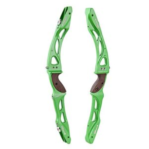 TOPOINT ARCHERY Endeavor 25" Archery Recurve Bow Riser ILF Device Wooden Grip Takedown Bow High Strength Magnesium Alloy Bow Riser for Outdoor Training Shooting (Green, RH)