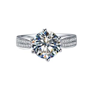 lonago brilliant 1.5ct real moissanite diamond engagement ring solid 14k white gold wedding anniversary ring