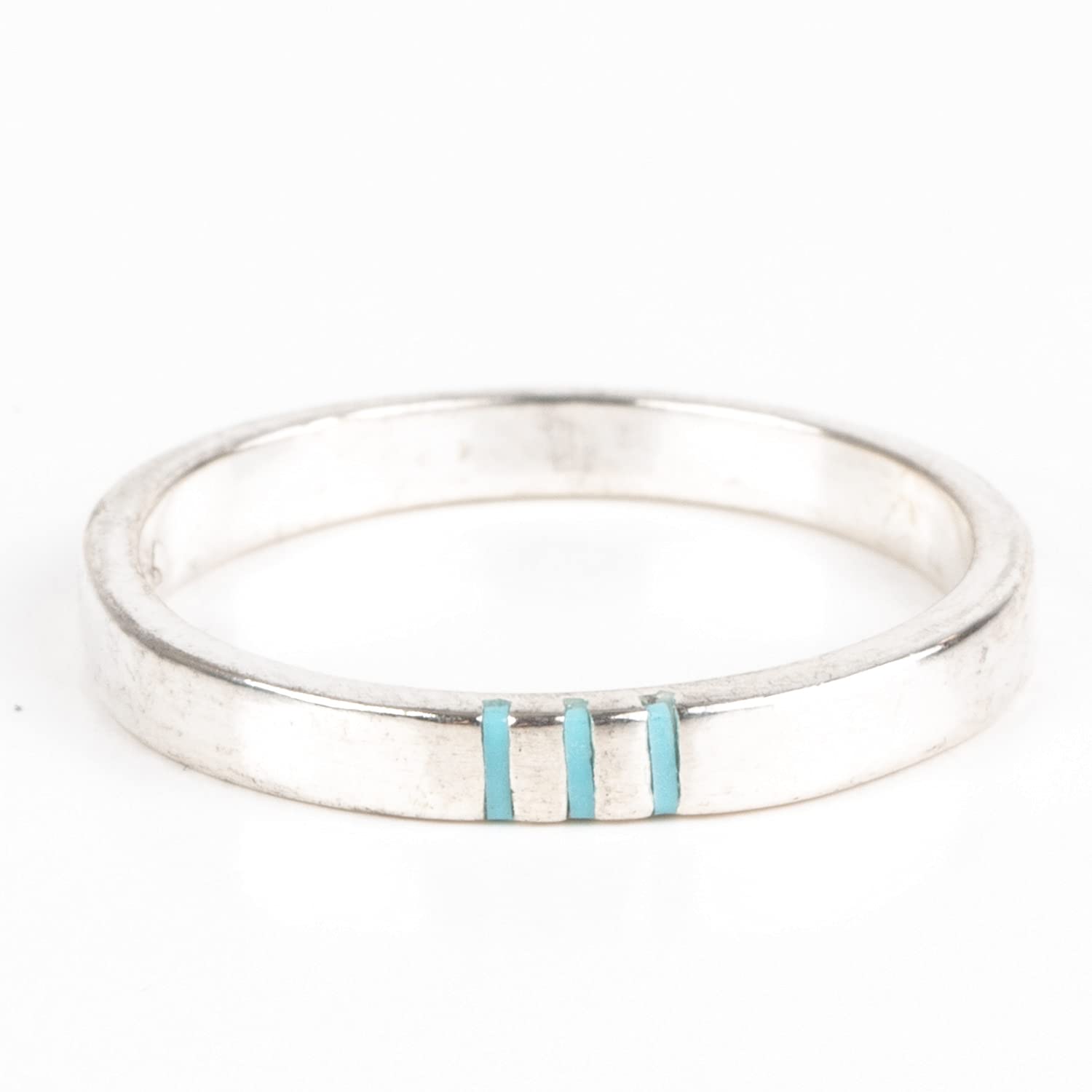 Turquoise Skies TSKIES Spirit Stone: Sterling Silver Turquoise Inlay Infinity Ring (size 9)