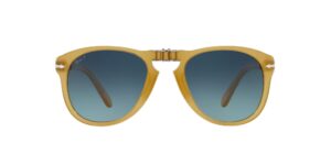 persol men's po0714sm steve mcqueen aviator sunglasses, opal yellow/blue gradient polarized, 54 mm