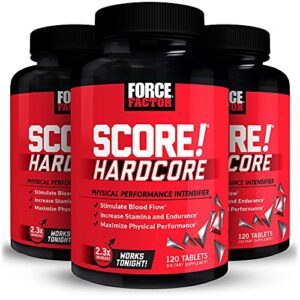 Force Factor SCORE! Hardcore, 3-Pack, Nitric Oxide Booster Supplement for Men with L-Citrulline, Yohimbe, Black Maca & B Vitamins to Boost Increase Stamina, Maximize Physical Performance, 360 Tablets