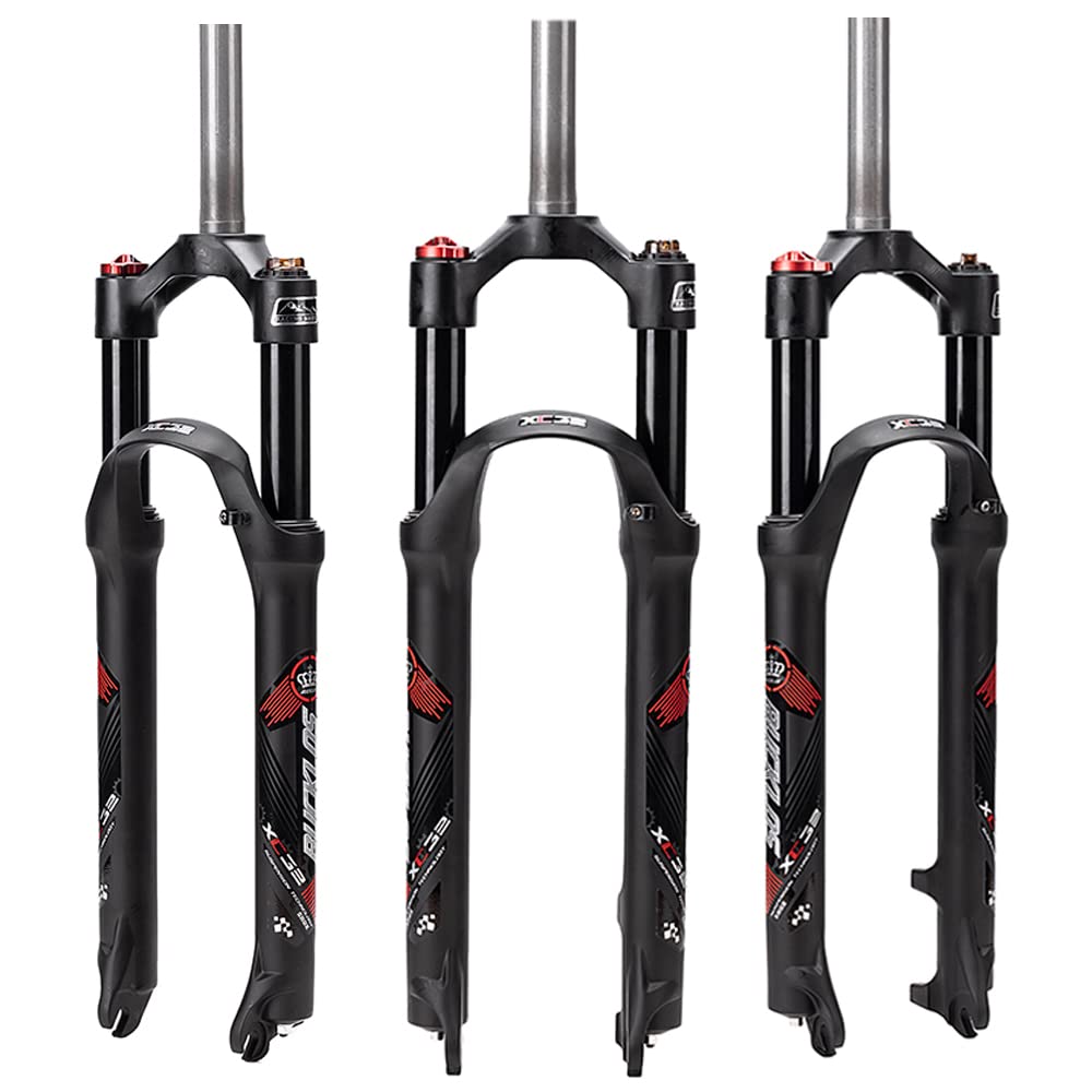 BUCKLOS MTB Suspension Fork 26/27.5/29 Inch, 1-1/8 Mountain Bike Fork QR 9mmTravel 120mm Bicycle Forks, 28.6mm Straight Tube Manual Lockout Ultralight Aluminum Alloy