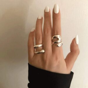 JIABA Adjustable Sterling Silver Rings 925 Double Lines Shape Personality Ring Fine Jewelry for Women Party Accessories