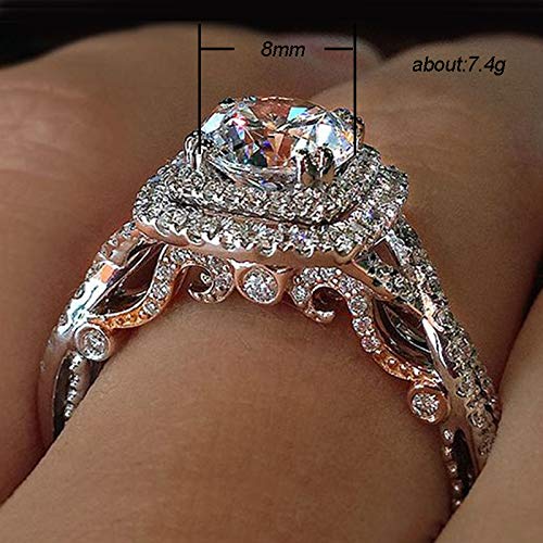 Kuyiuif 18K Gold Silver Wedding Ring Split Shank Pave Set 1 Carat Moissanite Engagement Ring Wedding Anniversary for Women (8)