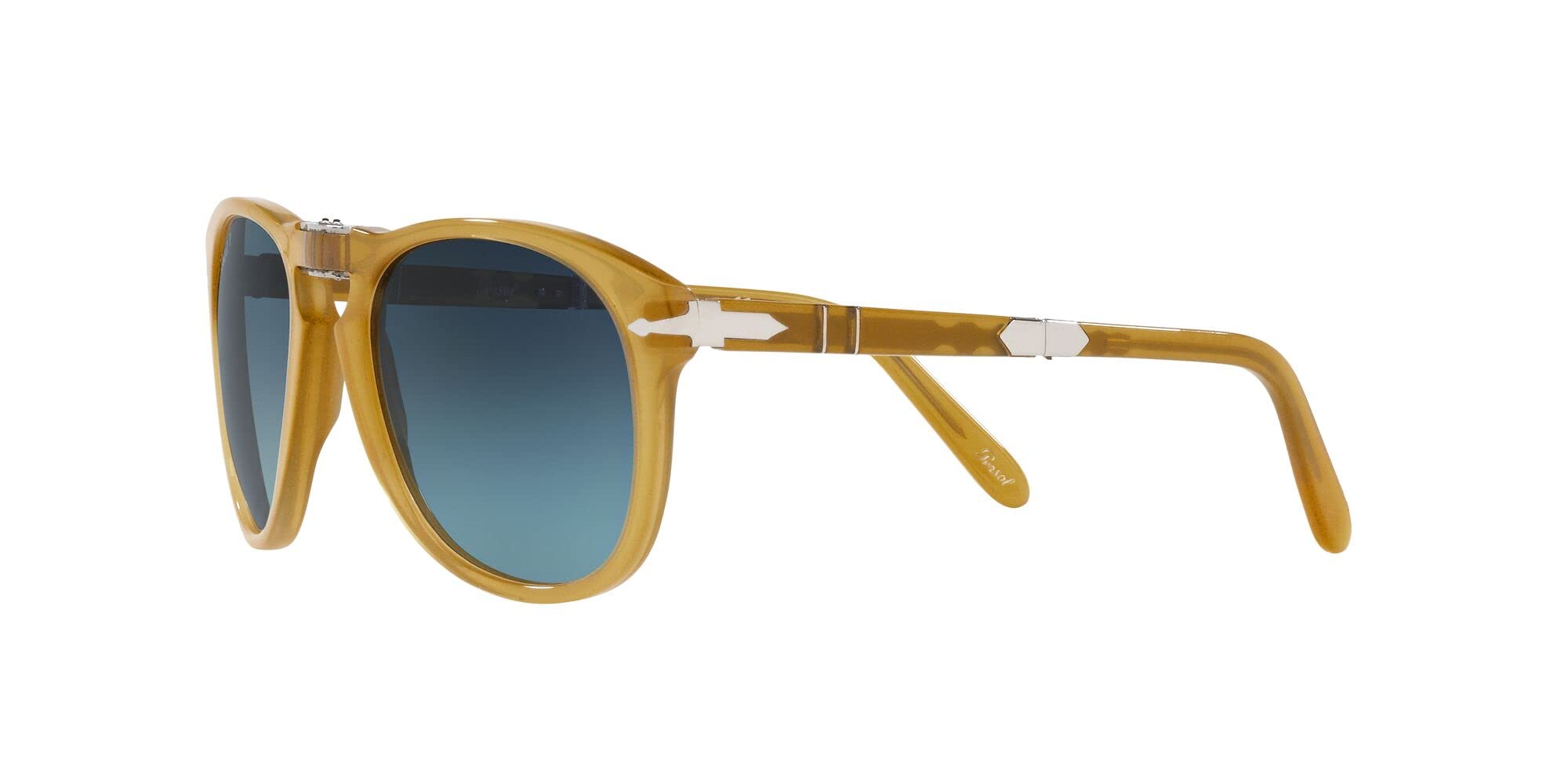 Persol Men's PO0714SM Steve McQueen Aviator Sunglasses, Opal Yellow/Blue Gradient Polarized, 54 mm