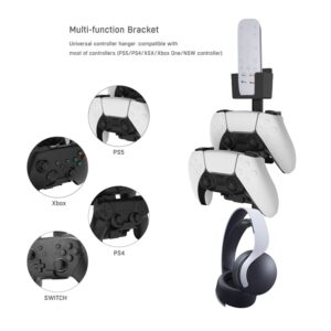 Mcbazel Controller and Headset Wall Mount Stand Holder with Screws Set and Screwdriver for PS5/ PS4/ Xbox Series X&S/Xbon One/NS Switch Pro and More