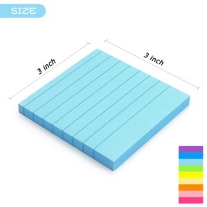 Early Buy Lined Sticky Notes with Lines 3x3 Self-Stick Notes 9 Bright Color 9 Pads, 70 Sheets/Pad