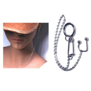 eryg chain nose rings for women, stainless steel ear chain, lip studs, punk across nose silver gold, with chain nose to ear chain with tassel a