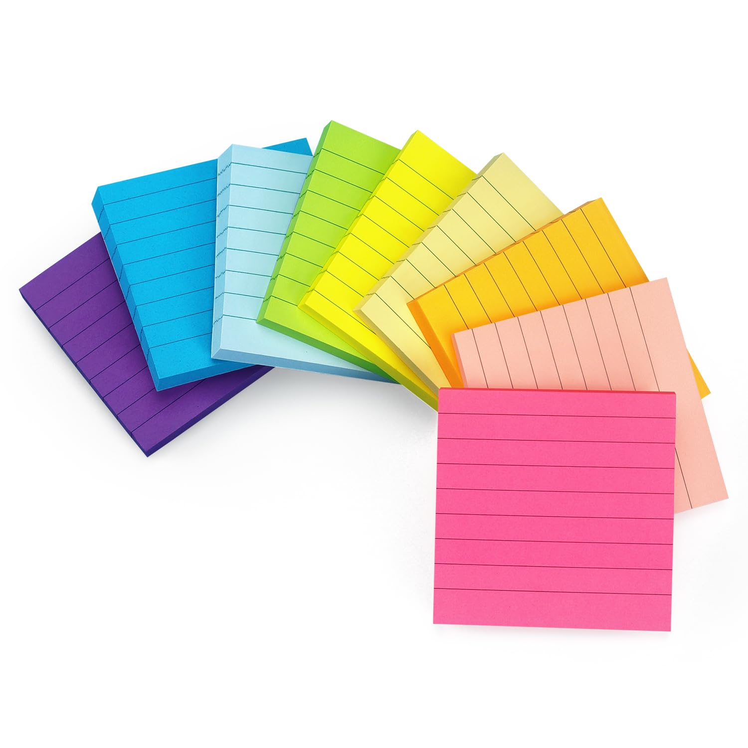 Early Buy Lined Sticky Notes with Lines 3x3 Self-Stick Notes 9 Bright Color 9 Pads, 70 Sheets/Pad