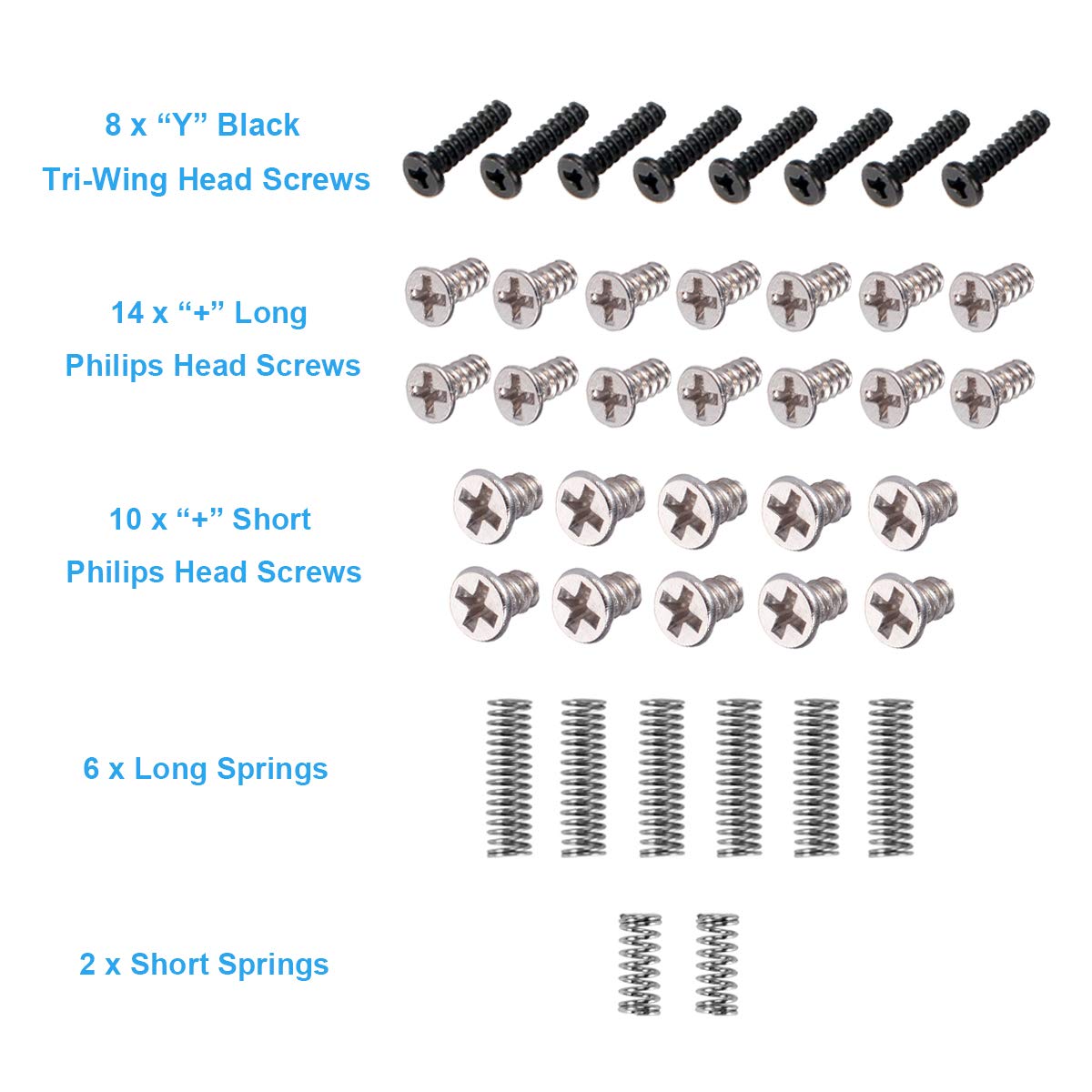 Replacement Full Screws Springs Set For Nintendo Switch Joy-con Controller, EMiEN Philip’s Triwing Head Screws Replacement for Switch Joy-con