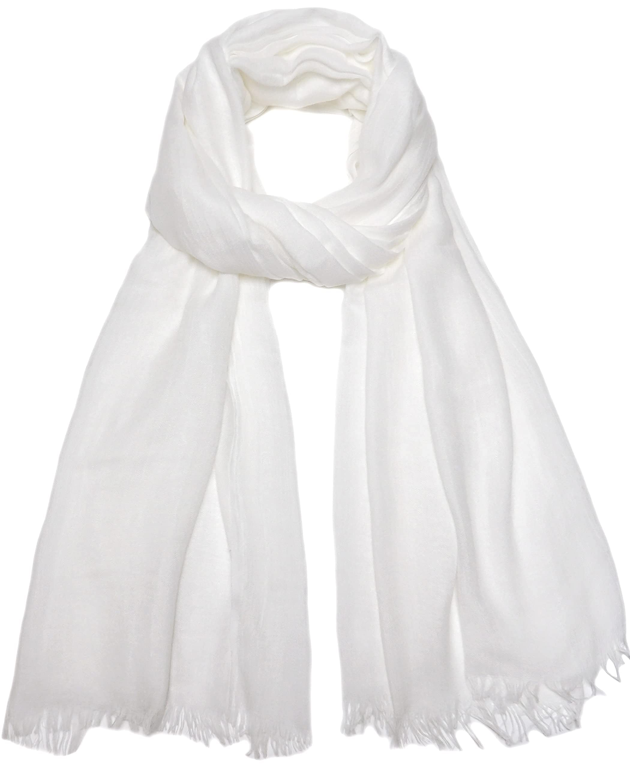 Gragengs Women Summer Scarfs Cotton Lightweight Large Long Gauze Shawl Beach Wrap Plain 75”×43” (White)