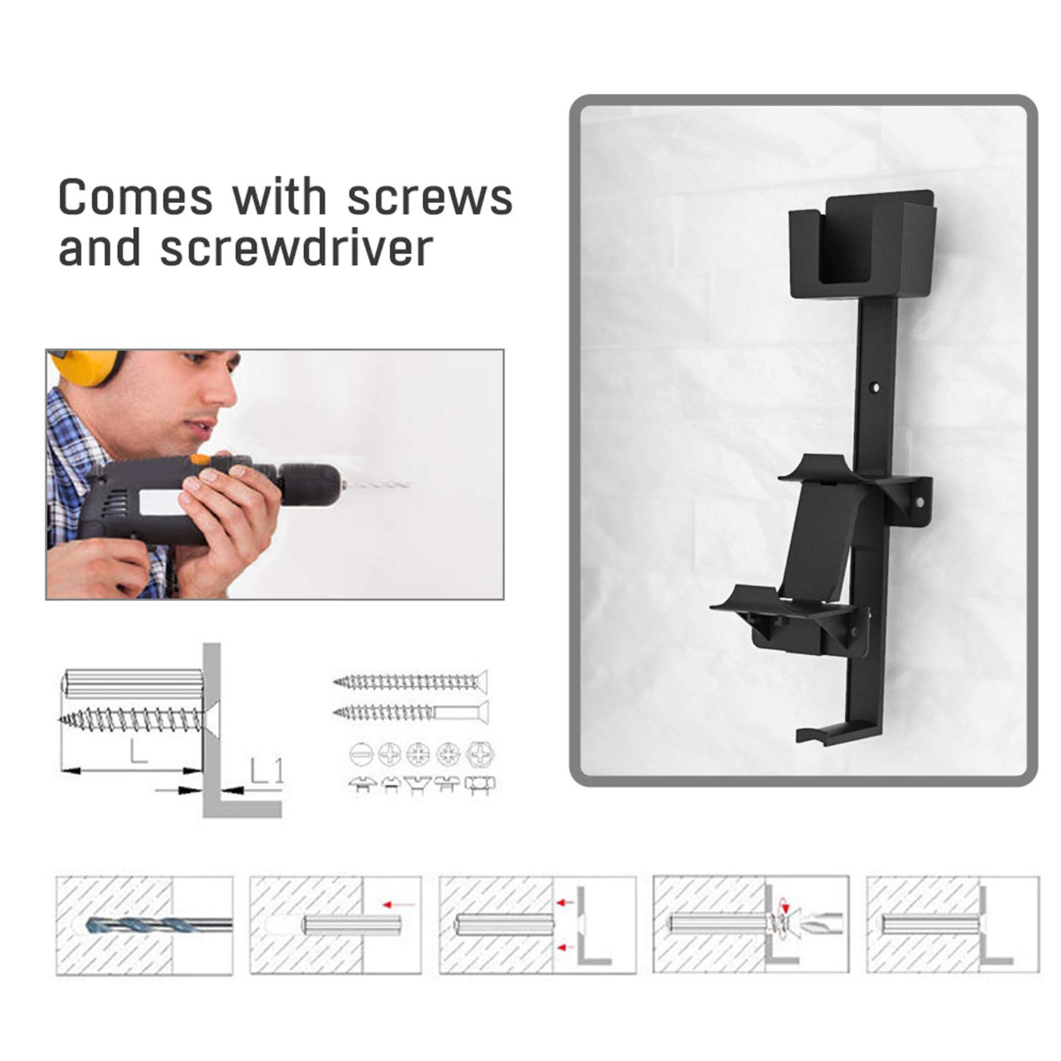 Mcbazel Controller and Headset Wall Mount Stand Holder with Screws Set and Screwdriver for PS5/ PS4/ Xbox Series X&S/Xbon One/NS Switch Pro and More