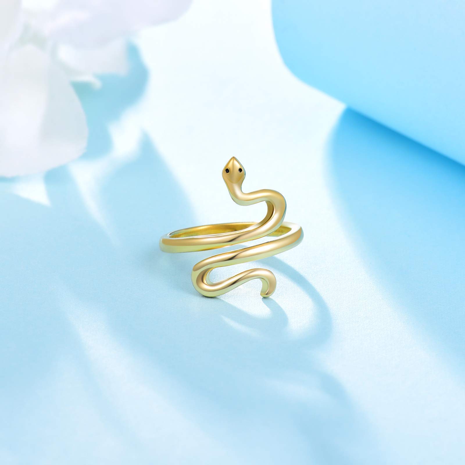 QYYGYLLR Women's Gold Plated Snake Open Rings,Adjustable USA size to 6 7 8 9 10.(with Gift Box)