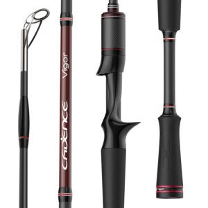 cadence vigor baitcasting rod 2-piece fishing rods ultralight & sensitive baitcaster rod-36 ton carbon fuji reel seat & stainless steel guides with sic inserts portable baitcast rods