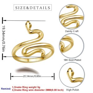 QYYGYLLR Women's Gold Plated Snake Open Rings,Adjustable USA size to 6 7 8 9 10.(with Gift Box)