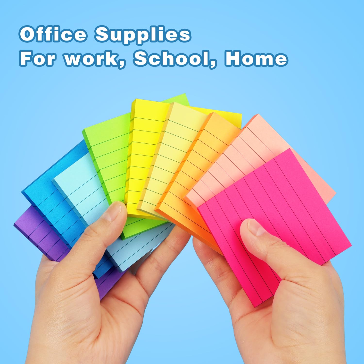 Early Buy Lined Sticky Notes with Lines 3x3 Self-Stick Notes 9 Bright Color 9 Pads, 70 Sheets/Pad