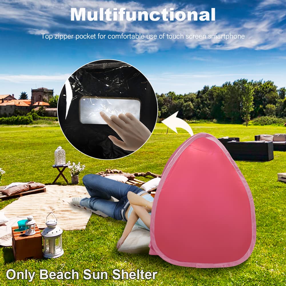 LVOERTUIG Beach Sun Shelter, Mini Sun Shade for Beach, Full-Automatic Portable Sun Shelter Head Shade Protection Tent for Personal Sun Protection/Shelter Windproof and Sand-Proof