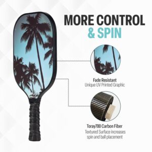 Palms-O-Aces Carbon Fiber Pickleball Paddles – Lightweight & Durable Pickleball Rackets for Adults - Enhanced Spin Texture - Toray 700 Graphite Pickleball Paddle - Cover Included