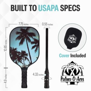 Palms-O-Aces Carbon Fiber Pickleball Paddles – Lightweight & Durable Pickleball Rackets for Adults - Enhanced Spin Texture - Toray 700 Graphite Pickleball Paddle - Cover Included