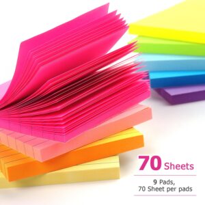 Early Buy Lined Sticky Notes with Lines 3x3 Self-Stick Notes 9 Bright Color 9 Pads, 70 Sheets/Pad