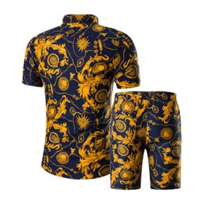 Litteking Men's 2 Piece Tracksuits Floral Hawaiian Sweat Suit Casual Short Sleeve Shirt and Shorts Suit Set Sports Outfit Style 1 2XL