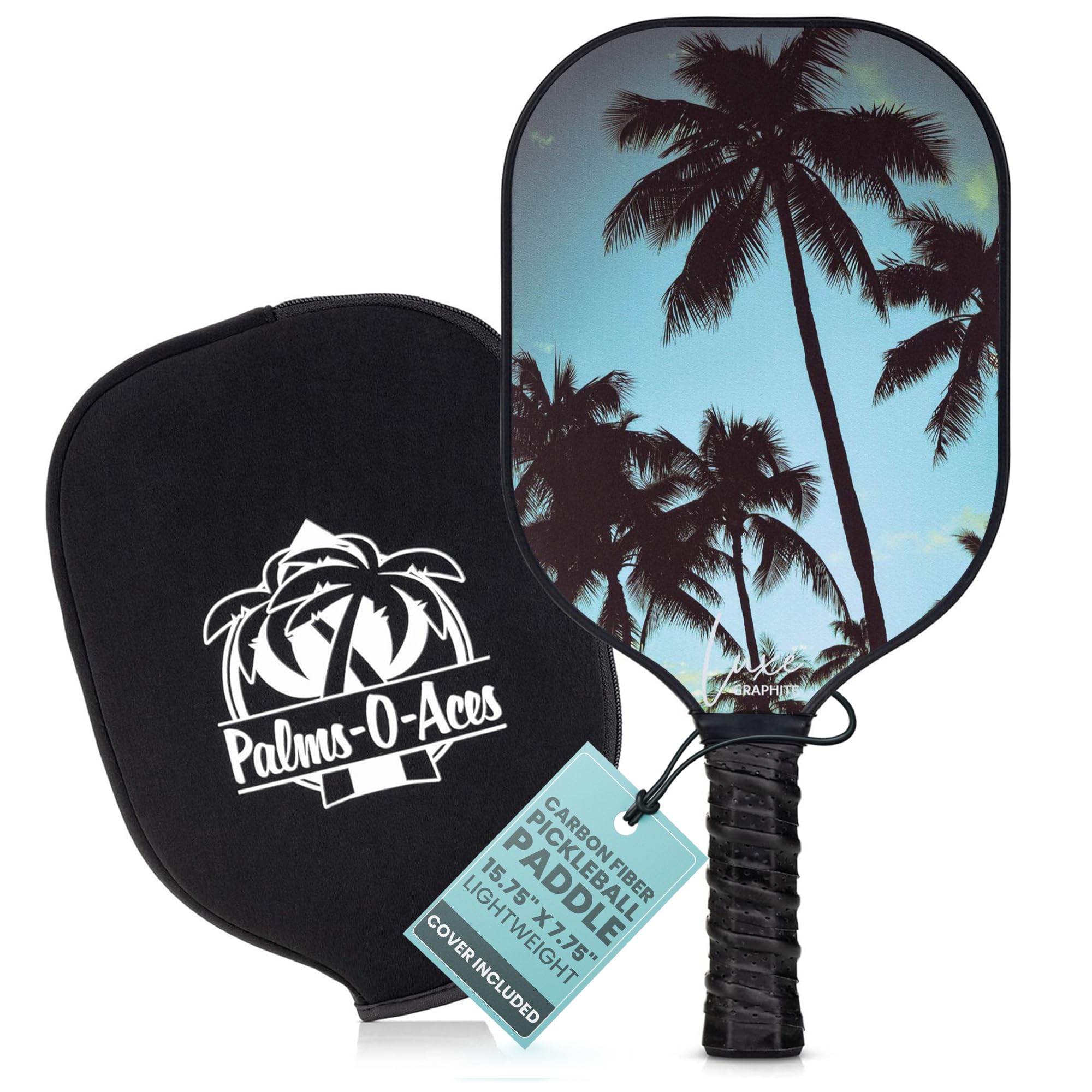 Palms-O-Aces Carbon Fiber Pickleball Paddles – Lightweight & Durable Pickleball Rackets for Adults - Enhanced Spin Texture - Toray 700 Graphite Pickleball Paddle - Cover Included