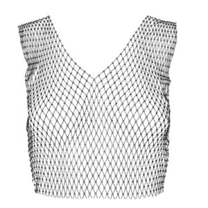 wriidy mesh tank top white crystal diamond out see through crop tops black sparkly rhinestone body chain accessories jewelry for women and girls