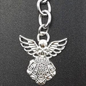 RONYOUNG 50PCS Silver Tone Guardian Angel Charm Keychain Key Ring, 3.14