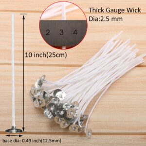 MILIVIXAY 100 Piece 10 inch Candle Wicks-Pre-Waxed-Candle Wicks for Candle Making.