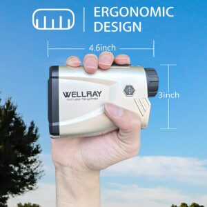 Golf Rangefinder,Wellray Laser Golf Rangefinder with Slope,650 Yards Rang Finder Devices with 6X Magnification & Flag Pole Locking Vibration Function, Range Finder for Golfing & Hunting,3 Modes