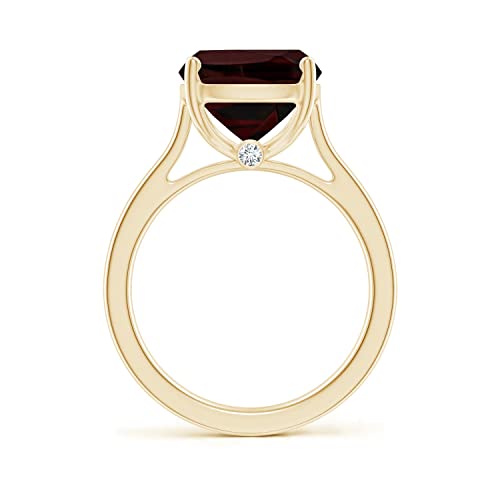 Angara Natural Garnet Solitaire Ring for Women in 14K Yellow Gold (Grade-A | Size-12x10mm) | January Birthstone Jewelry Gift for Women | Birthday | Wedding | Anniversary | Engagement