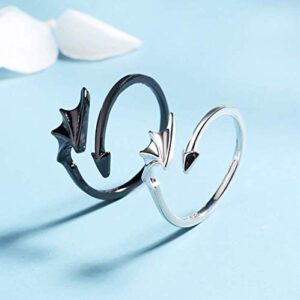 Angel VS Devil Wings Couple Ring Creative Simple Living Mouth Jewelry Gifts for Girlfriends