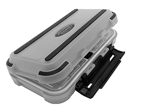 Waterproof Portable Tackle Box Organizer for Vest Small Case Mini Utility Lures Box Kayak fishing Containers For BASS Lures Jewelry Bead for Vest (Gray, MEDIUM)