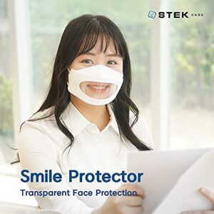 Smile Protector Reusable Clear Window Face Mask | KF94 Filtration, Anti-Fog, Skin-Friendly | Ideal for Lip Reading & Communication | 5 Pack, Individually Packaged, Made in Korea (white)