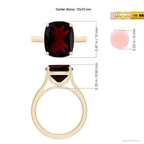 Angara Natural Garnet Solitaire Ring for Women in 14K Yellow Gold (Grade-A | Size-12x10mm) | January Birthstone Jewelry Gift for Women | Birthday | Wedding | Anniversary | Engagement