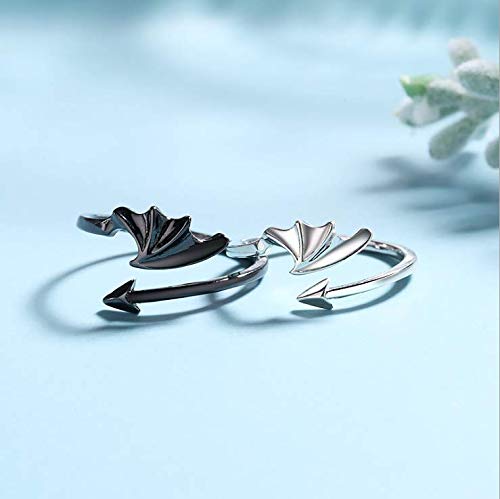 Angel VS Devil Wings Couple Ring Creative Simple Living Mouth Jewelry Gifts for Girlfriends