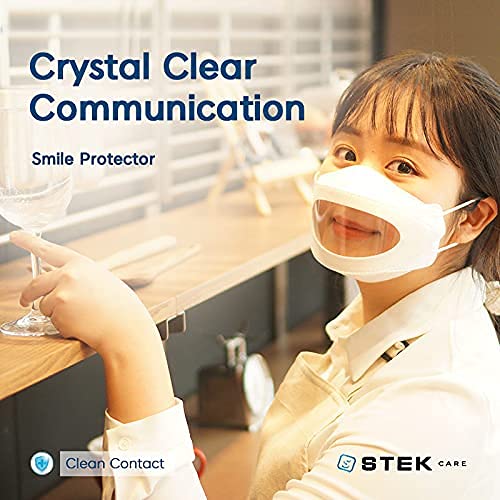 Smile Protector Reusable Clear Window Face Mask | KF94 Filtration, Anti-Fog, Skin-Friendly | Ideal for Lip Reading & Communication | 5 Pack, Individually Packaged, Made in Korea (white)