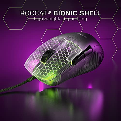 ROCCAT Kone Pro PC Gaming Mouse, Lightweight Ergonomic Design, Titan Switch Optical, AIMO RGB Lighting, Superlight Wired Computer Mouse, Titan Scroll Wheel, Honeycomb Shell, 19K DPI, Black