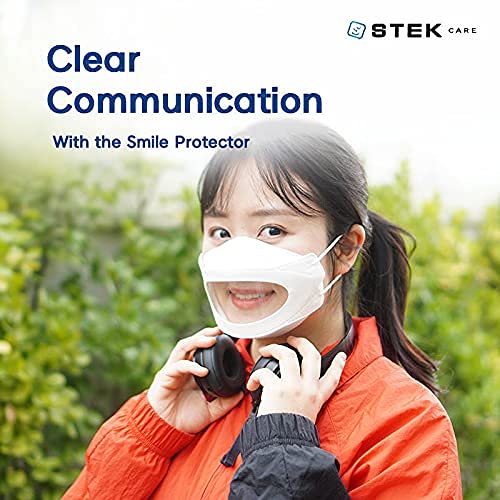 Smile Protector Reusable Clear Window Face Mask | KF94 Filtration, Anti-Fog, Skin-Friendly | Ideal for Lip Reading & Communication | 5 Pack, Individually Packaged, Made in Korea (white)