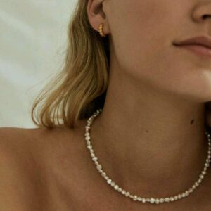 Pearl Choker Necklace 16'' Pearl Chain Necklace 3mm Handpicked Dainty Tiny Small Beaded Pearl Necklace Gifts for Women Girls