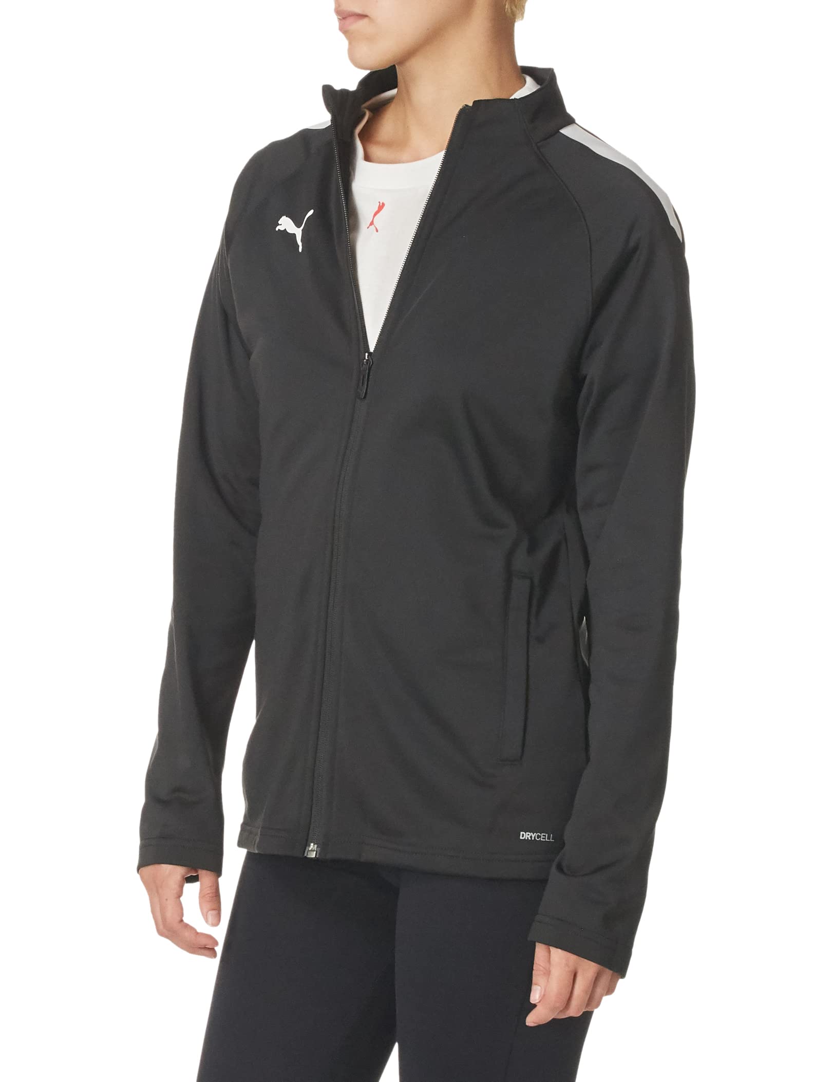 PUMA womens TeamLIGA Training Jacket, Puma Black-puma White, Large US