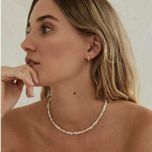 Pearl Choker Necklace 16'' Pearl Chain Necklace 3mm Handpicked Dainty Tiny Small Beaded Pearl Necklace Gifts for Women Girls