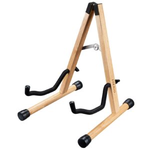 LEKATO Wood Guitar Stand, Acoustic Guitar Stand with Foam Padded, A-Frame Electric Guitar Stand for Bass, Cello, Mandolin, Banjo, Gifts for Guitar Players