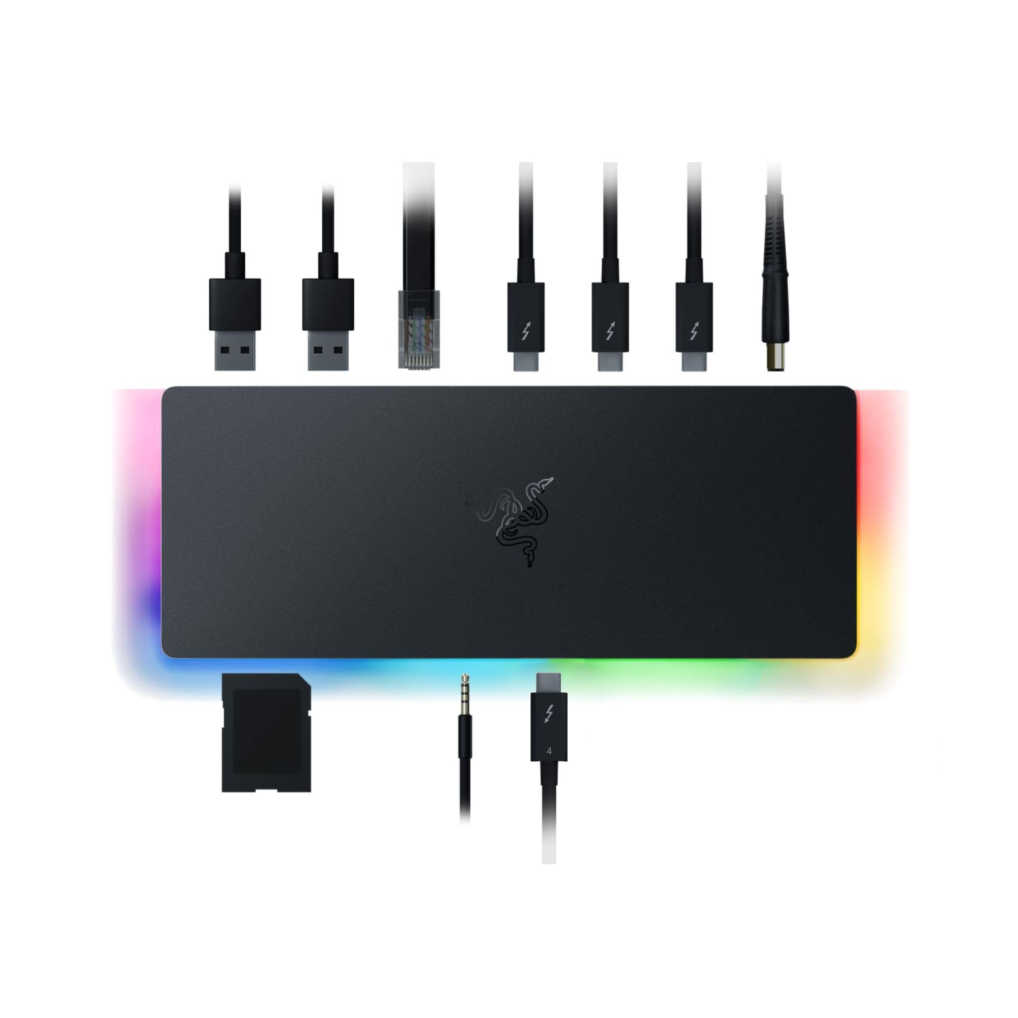 Razer Thunderbolt 4 Dock: 10 Ports in 1 - Dual 4K or Single 8K Video Output - USB A and C Hub, 2.5 GbE Thunderbolt 3, Mac, and PC Compatible - Thunderbolt 4 Certified - Passthrough Charging - Chroma