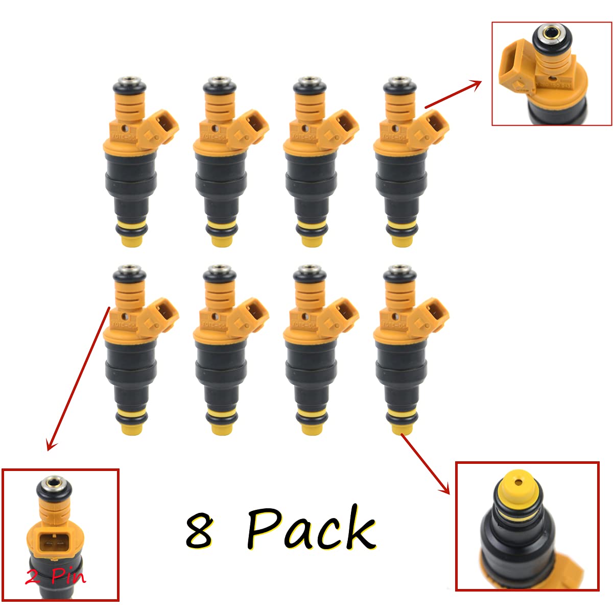 AKWH 0280150943 Set of 8 Fuel Injectors Replacement for Ford Lincoln Mercury 4.6L 5.0L 5.4L 5.8L - F150 F250 F350 E150 E250 E350 Mus-tang Bro-nco 0280150939 0280150909 0280150718