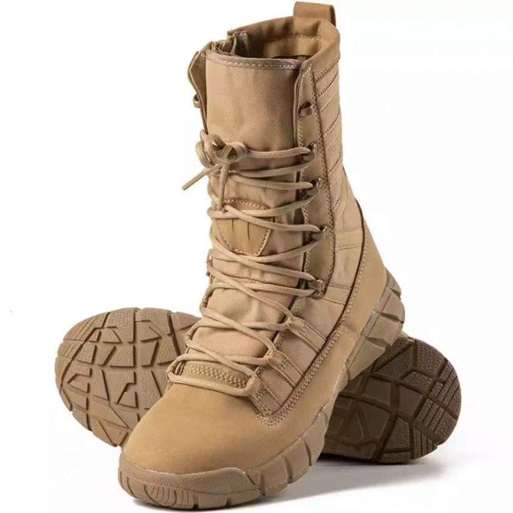 RORUN Men's Lightweight 8 inch Military Tactical Combat Swat Beige Boots Trekking Hiking Backpacking Mountaineering Outdoor Jungle Boots With Zipper-ZD02